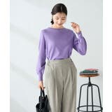 パープル | 【洗える】ボートネック美ラクるパフスリーブニット | a.v.v【WOMEN】
