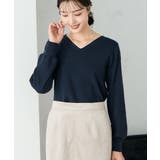 ネイビー | 【洗える】Vネック美ラクるパフスリーブニット【WEB限定】 | a.v.v【WOMEN】