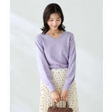 ラベンダー | 【洗える】Vネック美ラクるパフスリーブニット【WEB限定】 | a.v.v【WOMEN】