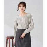 グレージュ | プリーツライクVネックニット | a.v.v【WOMEN】