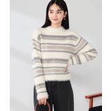 アイボリー | フェザーボーダーニット | a.v.v【WOMEN】