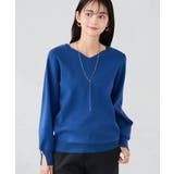 ブルー | 【WEB限定】ゴールドボタンVネックニット | a.v.v【WOMEN】