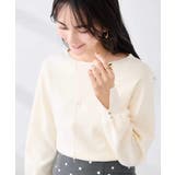 アイボリー | 【WEB限定】ゴールドボタンボートネックニット | a.v.v【WOMEN】