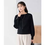 ブラック | 【WEB限定】ゴールドボタンボートネックニット | a.v.v【WOMEN】