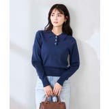 ネイビー | ワイドリブポロニット | a.v.v【WOMEN】