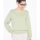 ミントグリーン | 【洗える/UVカット】Vネックパフスリーブニット | a.v.v【WOMEN】