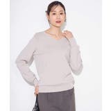 グレージュ | 【洗える/UVカット】Vネックパフスリーブニット | a.v.v【WOMEN】