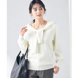 ホワイト | 【洗える/UVカット】Vネックパフスリーブニット | a.v.v【WOMEN】