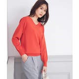 オレンジ | 【洗える/UVカット/WEB限定カラー】Vネックパフスリーブニット | a.v.v【WOMEN】