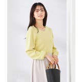 ライトイエロー | 【洗える/UVカット】Vネックパフスリーブニット | a.v.v【WOMEN】