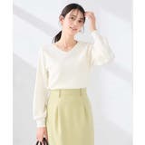 ホワイト | 【洗える/UVカット】Vネックパフスリーブニット | a.v.v【WOMEN】