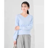 ライトブルー | 【WEB限定/洗える/UVカット】Vネックパフスリーブニット | a.v.v【WOMEN】