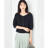 【接触冷感/UVカット/洗える】Vネックハーフスリーブ美ラクるサマーニット | a.v.v【WOMEN】 | 詳細画像13 