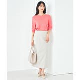 【接触冷感/UVカット/洗える】ボートネックハーフスリーブ美ラクるサマーニット | a.v.v【WOMEN】 | 詳細画像4 