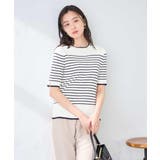 アイボリー | ハーフスリーブクルーネックサマーニット【洗える/接触冷感/UVカット】 | a.v.v【WOMEN】