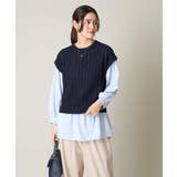 【2SET/洗える】ニットベスト+ペプラムブラウス | a.v.v【WOMEN】 | 詳細画像2