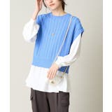 ブルー | 【2SET/洗える】ニットベスト+ペプラムブラウス | a.v.v【WOMEN】