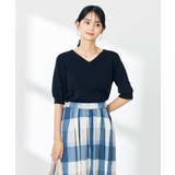 【接触冷感/UVカット】Vネックパフスリーブ美ラクるサマーニット【WEB限定】 | a.v.v【WOMEN】 | 詳細画像2