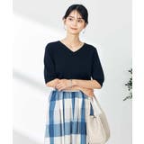 【接触冷感/UVカット】Vネックパフスリーブ美ラクるサマーニット【WEB限定】 | a.v.v【WOMEN】 | 詳細画像3