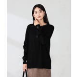 ブラック | 袖パール付きチュニックニット | a.v.v【WOMEN】