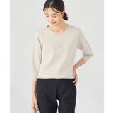 グレージュ | 【UVカット/洗える】Vネック美ラクるパフスリーブニット | a.v.v【WOMEN】