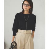 ブラック | 【UVカット/洗える】ボートネックパフスリーブ美ラクるニット | a.v.v【WOMEN】