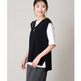 ブラック | サイドスリットVネックニット | a.v.v【WOMEN】