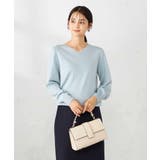 ライトブルー | 【洗える】ラメVネック美ラクるパフスリーブニット | a.v.v【WOMEN】