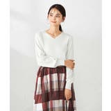 アイボリー | 【洗える】ラメVネック美ラクるパフスリーブニット | a.v.v【WOMEN】