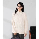 アイボリー | ケーブル編みバイアスデザインニット | a.v.v【WOMEN】