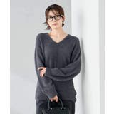 ダークグレー | フェザーヤーンVネックニット | a.v.v【WOMEN】