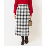 ホワイト | 【洗える】ブロックチェックナロースカート | a.v.v【WOMEN】