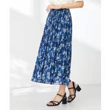 ブルー | 【洗える】プリントランダムプリーツスカート | a.v.v【WOMEN】