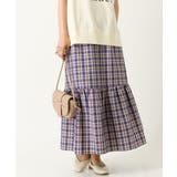 パープル | チェック柄ティアードスカート | a.v.v【WOMEN】