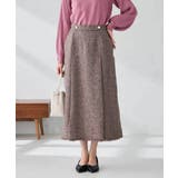 ボルドー | ツイード調裾フリンジAラインスカート | a.v.v【WOMEN】