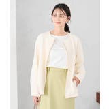アイボリー | 異素材切り替えノーカラーブルゾン | a.v.v【WOMEN】