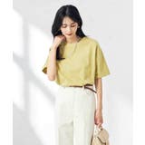 ライトイエロー | 【10色展開/コットン100%】ロールアップハーフスリーブTシャツ | a.v.v【WOMEN】