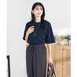 ネイビー | 【UVカット 接触冷感 コットン100％】大人のロールアップハーフスリーブオーバ… | a.v.v【WOMEN】