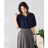 ネイビー | レースジャガードスリーブトップス | a.v.v【WOMEN】