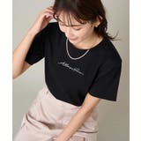 ブラック | 刺繍ロゴTシャツ | a.v.v【WOMEN】