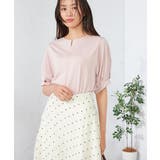 ピンク | 【接触冷感/UVカット/吸水速乾】チャームネックパフスリーブトップス | a.v.v【WOMEN】