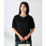 ブラック | 【接触冷感/UVカット/吸水速乾】チャームネックパフスリーブトップス | a.v.v【WOMEN】