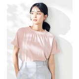 ピンク | 【接触冷感/速乾/UVカット】ギャザーネックフレンチスリーブカットソー | a.v.v【WOMEN】