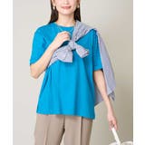 ブルー | 【コットン100%】大人のハーフスリーブTシャツ | a.v.v【WOMEN】