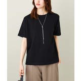 ブラック | 【コットン100%】大人のハーフスリーブTシャツ | a.v.v【WOMEN】