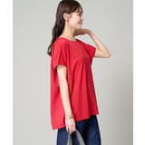 レッド | 異素材ドッキングチュニックカットソー | a.v.v【WOMEN】