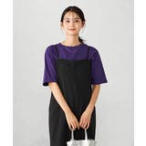 パープル | 【接触冷感/UVカット/コットン100％】ロールアップハーフスリーブTシャツ | a.v.v【WOMEN】