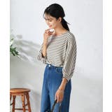 グレージュ×ブラックボーダー | ボーダードルマントップス | a.v.v【WOMEN】