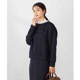 ネイビー | 刺繍ロゴショートダンボールスウェット | a.v.v【WOMEN】