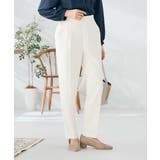 ホワイト | 【イージーケア/洗える/ストレッチ】裏起毛美ラクるスッキリ見えテーパードパンツ | a.v.v【WOMEN】